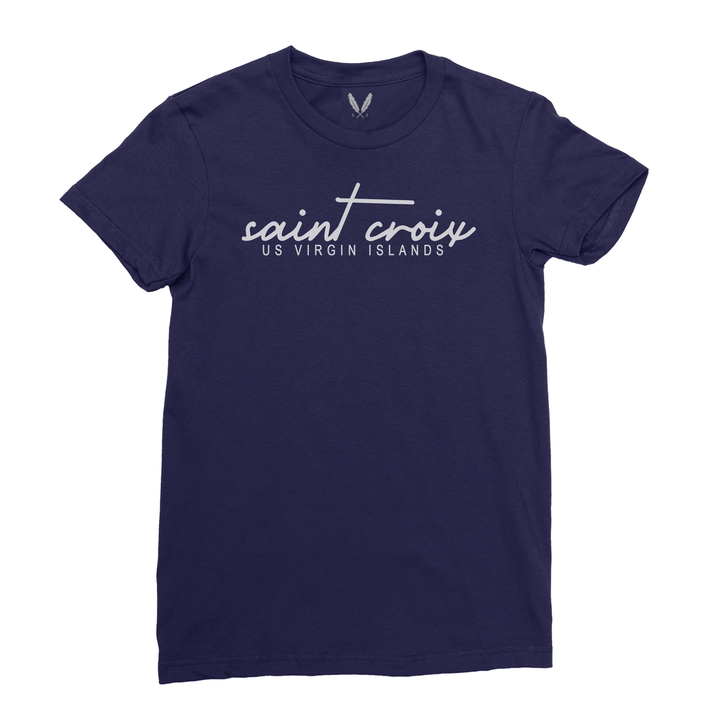 Saint Croix Script Logo (W) - Navy and White