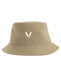 Khaki White Feather Logo Bucket Hat