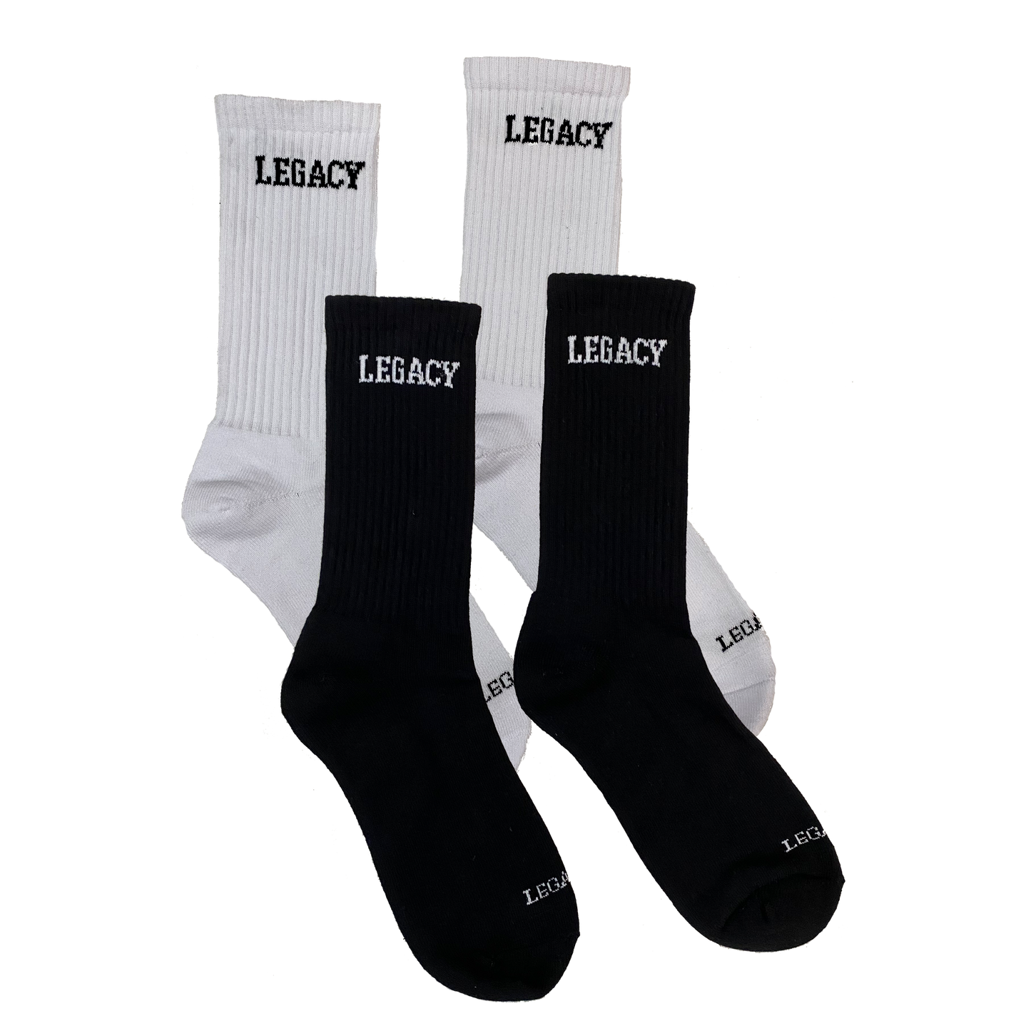 Black & White Varsity Socks - Double Pack