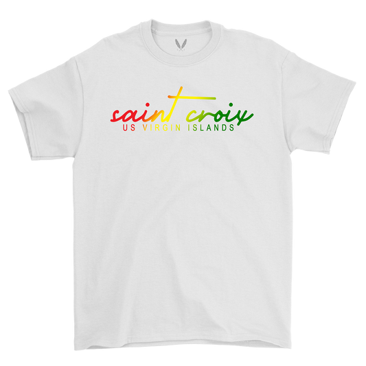 Saint Croix Script Logo (Ice, Gold & Green) - White